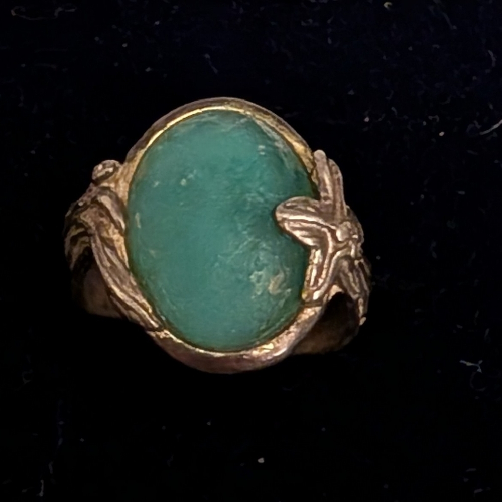 **Vintage** Sterling silver Ring with Blue Sea glass Stone